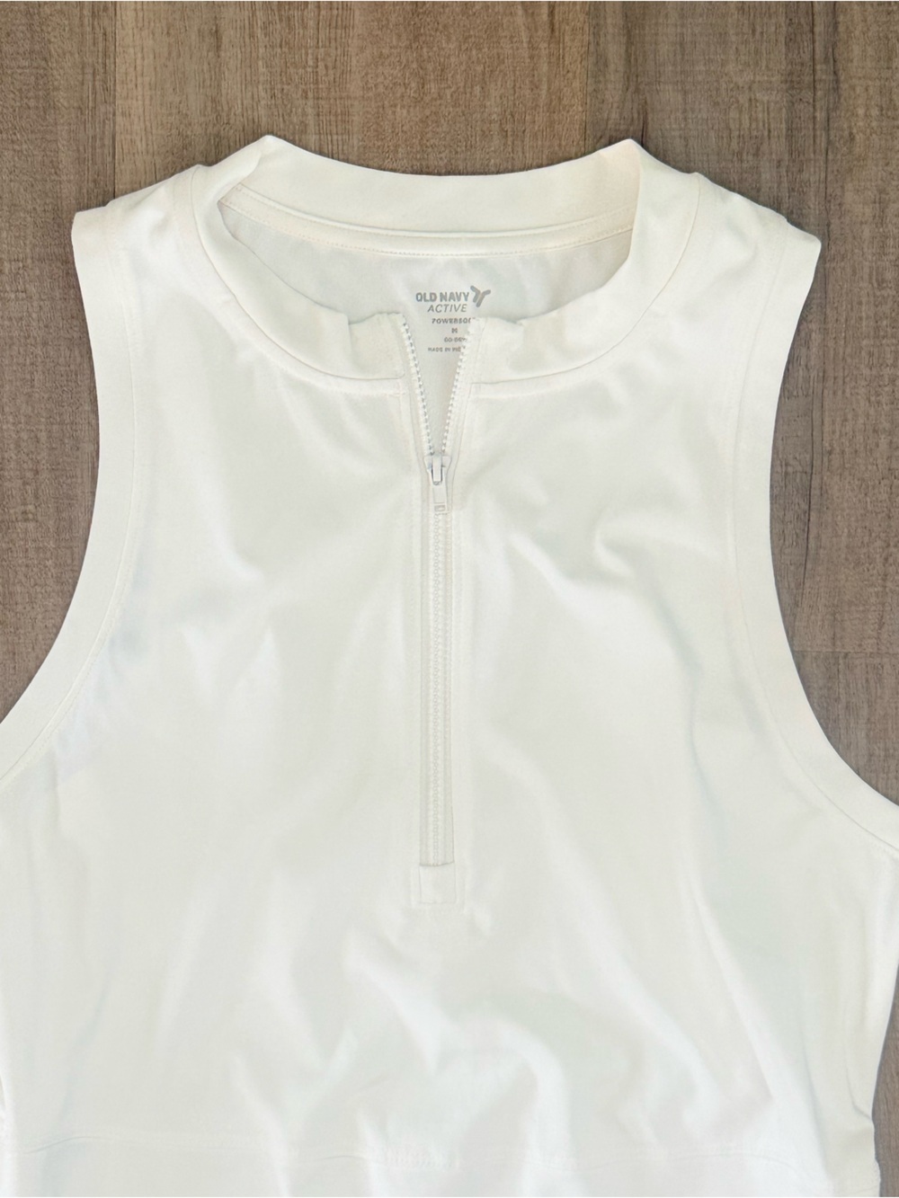 Old Navy White One-Piece Athleisure Stretchy Pleated Swimcover Women’s Dress - Picture 3 of 13